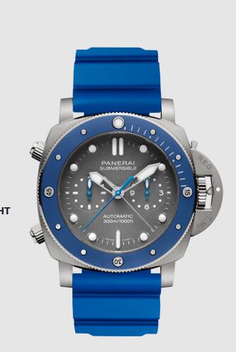Panerai Submersible Chrono Guillaume Nery Edition 47mm Replica Watch PAM00982 CAOUTCHOUC LIGHT BLUE